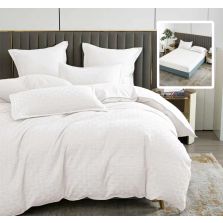 Lenjerie de pat Finet Natur UNI Stripe 6 piese husa saltea 160/180x200 cm, pilota 200x230 cm, 2 fete perna 50x70 si 70x70 cm, Alb, Pucioasa