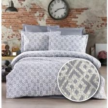 Lenjerie pat Creponata 100% Bumbac, cearsaf pat 160x240 cm, pilota 140x210 cm, fata perna 50x70 cm, Gri Deschis, CREP68 Ralex Pucioasa