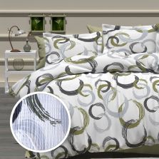 Lenjerie pat dublu extra large Creponata 100% Bumbac, cearsaf pat 240x260 cm, pilota 200x230 cm, 2 fete perna 50x70 cm, Gri Verde, Pucioasa