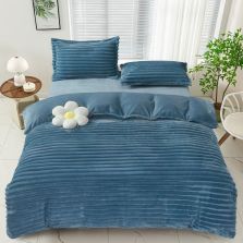 Lenjerie pat dublu Cocolino Line 4 piese, cearsaf pat 230x250 cm, pilota 200x230 cm, 2 fete perna 50x70, Turcoaz, Ralex Pucioasa
