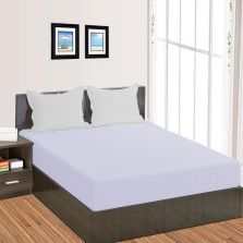 Cearsaf de pat cu elastic Damasc Policoton dunga 1 cm, 130x250 cm pentru saltea 80x200 cm, Alb