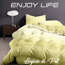 Lenjerie pat Finet Enjoy Life 6 piese cu husă saltea 160x200 sau 180x200 cm, pilotă 200x230 cm, 2 fețe perne 50x70 cm și 70x70 cm, Verde Lime