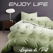 Lenjerie pat Finet Enjoy Life 6 piese cu husă saltea 160x200 sau 180x200 cm, pilotă 200x230 cm, 2 fețe perne 50x70 cm și 70x70 cm, Verde