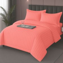 Lenjerie pat Damasc Policoton XXL - Super Preț, cearșaf 230x260 cm, pilotă 200x230 cm, 2 fețe perne 50x70 cm, Corai