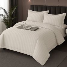 Lenjerie pat Damasc Policoton XXL - Super Preț, cearșaf 230x260 cm, pilotă 200x230 cm, 2 fețe perne 50x70 cm, Gri Deschis