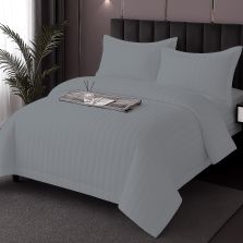 Lenjerie pat Damasc Policoton XXL - Super Preț, cearșaf 230x260 cm, pilotă 200x230 cm, 2 fețe perne 50x70 cm, Gri Petrol