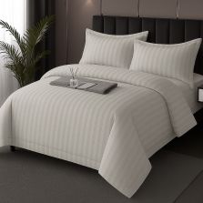 Lenjerie pat Damasc Policoton XXL - Super Preț, cearșaf 230x260 cm, pilotă 200x230 cm, 2 fețe perne 50x70 cm, Gri