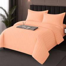 Lenjerie pat Damasc Policoton XXL - Super Preț, cearșaf 230x260 cm, pilotă 200x230 cm, 2 fețe perne 50x70 cm, Roz Pudră