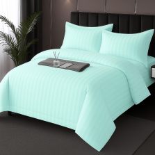 Lenjerie pat Damasc Policoton XXL - Super Preț, cearșaf 230x260 cm, pilotă 200x230 cm, 2 fețe perne 50x70 cm, Verde Mint