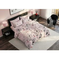 Lenjerie pat bumbac Finet 6 piese PROMO cu husă saltea 160x200 sau 180x200 cm, pilotă 200x220 cm, 2 fețe pernă 50x70 și 70x70 cm, Roz Pudră, Ralex Pucioasa