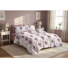Lenjerie pat bumbac Finet 6 piese PROMO cu husă saltea 160x200 sau 180x200 cm, pilotă 200x220 cm, 2 fețe pernă 50x70 și 70x70 cm, Lila, Ralex Pucioasa