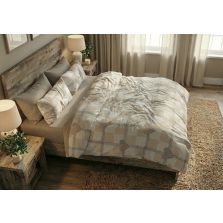 Lenjerie pat bumbac Finet 6 piese PROMO cu husă saltea 160x200 sau 180x200 cm, pilotă 200x220 cm, 2 fețe pernă 50x70 și 70x70 cm, Bej Cappuccino, Ralex Pucioasa