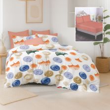 Lenjerie pat bumbac Finet 6 piese PROMO cu husă saltea 160x200 sau 180x200 cm, pilotă 200x220 cm, 2 fețe pernă 50x70 și 70x70 cm, Roșu, Ralex Pucioasa 