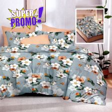 Lenjerie pat bumbac Finet 6 piese cu desen PROMO, husă saltea 160x200 sau 180x200 cm, pilotă 200x220 cm, 2 fețe pernă 50x70 și 70x70 cm, Verde, Ralex Pucioasa