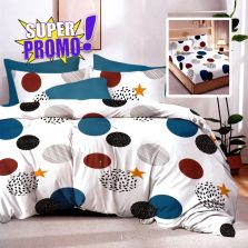 Lenjerie pat bumbac Finet 6 piese cu desen PROMO, husă saltea 160x200 sau 180x200 cm, pilotă 200x220 cm, 2 fețe pernă 50x70 și 70x70 cm, Albastru Deschis, Ralex Pucioasa