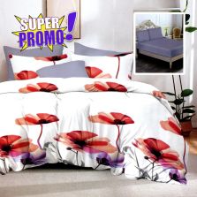 Lenjerie pat bumbac Finet 6 piese PROMO cu husă saltea 160x200 sau 180x200 cm, pilotă 200x220 cm, 2 fețe pernă 50x70 și 70x70 cm, Gri, Ralex Pucioasa 