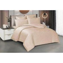 Lenjerie pat dublu Jacquard Satin 6 piese, cearsaf pat 220x240 cm, pilota 200x220 cm, 2 fete perne 50x70 si 70x70 cm JQ6P2