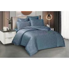 Lenjerie pat dublu Jacquard Satin 6 piese, cearsaf pat 220x240 cm, pilota 200x220 cm, 2 fete perne 50x70 si 70x70 cm JQ6P3