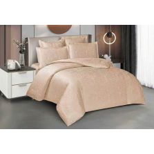 Lenjerie pat dublu Jacquard Satin 6 piese, cearsaf pat 220x240 cm, pilota 200x220 cm, 2 fete perne 50x70 si 70x70 cm JQ6P4