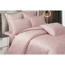 Lenjerie pat dublu Jacquard Satin 6 piese, cearsaf pat 220x240 cm, pilota 200x220 cm, 2 fete perne 50x70 si 70x70 cm JQ6P5