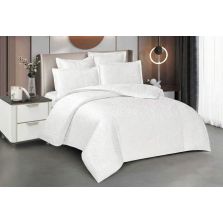 Lenjerie pat dublu Jacquard Satin 6 piese, cearsaf pat 220x240 cm, pilota 200x220 cm, 2 fete perne 50x70 si 70x70 cm JQ6P8