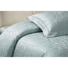 Lenjerie pat dublu Jacquard Satin 6 piese, cearsaf pat 220x240 cm, pilota 200x220 cm, 2 fete perne 50x70 si 70x70 cm JQ6P9