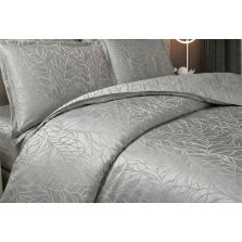 Lenjerie pat dublu Jacquard Satin 6 piese, cearsaf pat 220x240 cm, pilota 200x220 cm, 2 fete perne 50x70 si 70x70 cm JQ6P10