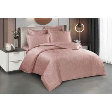 Lenjerie pat dublu Jacquard Satin 6 piese, cearsaf pat 220x240 cm, pilota 200x220 cm, 2 fete perne 50x70 si 70x70 cm JQ6P11