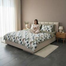 Lenjerie de pat Cotton Pro 100% bumbac King Size, două fețe – imprimare digitală (Eleganta Alb/Verde), Ralex Pucioasa