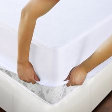 Husă protecție saltea pat, frotir bumbac 100% impermeabilă, Alb, Pucioasa