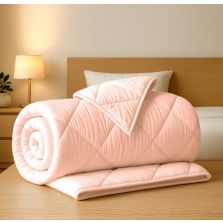 Pilotă matlasată Ranforce 100% bumbac, umplutură lână, Roz Pudră, Pucioasa