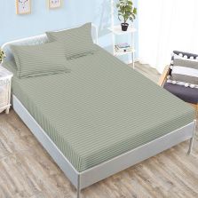 Set husă pat damasc policoton + 2 fețe perne pentru saltea de 160x200 sau 180x200 cm, Verde Deschis