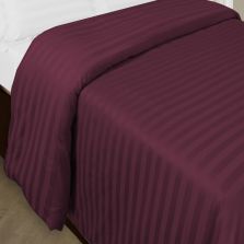 Cearsaf de pilota pat dublu Damasc Policoton dunga 1 cm, 160 x 220 cm, Rosu Visiniu