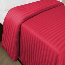 Cearsaf de pilota pat dublu Damasc Policoton dunga 1 cm, 160 x 220 cm, Rosu Persan