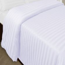 Cearsaf de pilota pat dublu Damasc Policoton dunga 1 cm, 160 x 220 cm, Alb