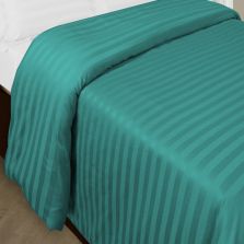 Cearsaf de pilota pat dublu Damasc Policoton dunga 1 cm, 160 x 220 cm, Turcoaz