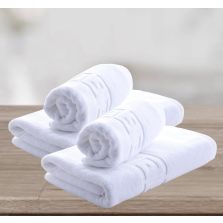 Set 4 prosoape baie 2 de corp 70x140 cm si 2 de fata 50x90 cm Bumbac 100% Greek Border 550 grame/mp, Alb 