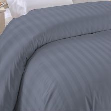 Cearsaf de pilota 2 persoane Damasc Bumbac 100% tip Hotel cu dunga 1 cm, 160x220 cm, Gri Antracit