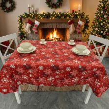 Față de masă Antimurdarire motive Crăciun 120x160 cm, Roșu Aprins Ralex Pucioasa 