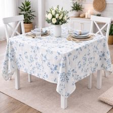 Fata de masa antimurdarire 160x240 cm, Imprimeu floral Alb/Bleu