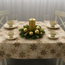 Fata de masa antimurdarire 120x160 cm, Fulgi Bej Ralex Pucioasa 