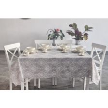 Față de masă rotundă 180 cm anti murdărire 100% Bumbac, Elegantă Gri