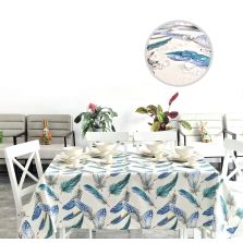 Față de masă rotundă 160 cm antimurdărire, Pene Albastru Ralex Pucioasa 