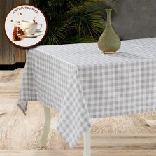 Față de masă rotundă 160 cm antimurdărire, Carouri Gri, Ralex Pucioasa