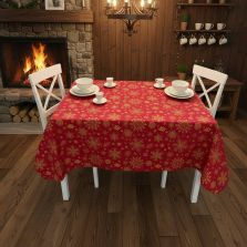 Față de masă rotundă Antimurdarire motive Crăciun 180 cm, Galben/Roșu Ralex Pucioasa 