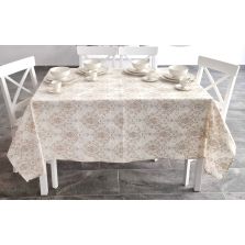 Față de masă rotundă 180 cm anti murdărire 100% Bumbac, Modernă Bej