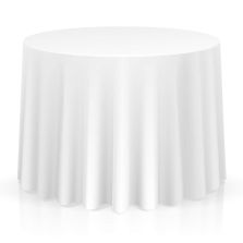 Fata de masa alba rotunda de 200 cm, 50% Bumbac + 50% Poliester, tip eveniment Restaurant 