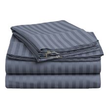 Cearșaf pătuț copii cu elastic Damasc Bumbac 100% dungă 1 cm, 110x170 cm pentru saltea 60x120 cm, Gri Antracit