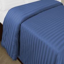 Cearsaf de pilota 2 persoane Damasc Policoton dunga 1 cm, 180 x 220 cm, Albastru