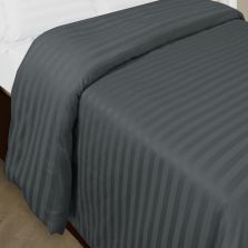 Cearsaf de pilota 2 persoane Damasc Policoton dunga 1 cm, 180x220 cm, Gri Antracit